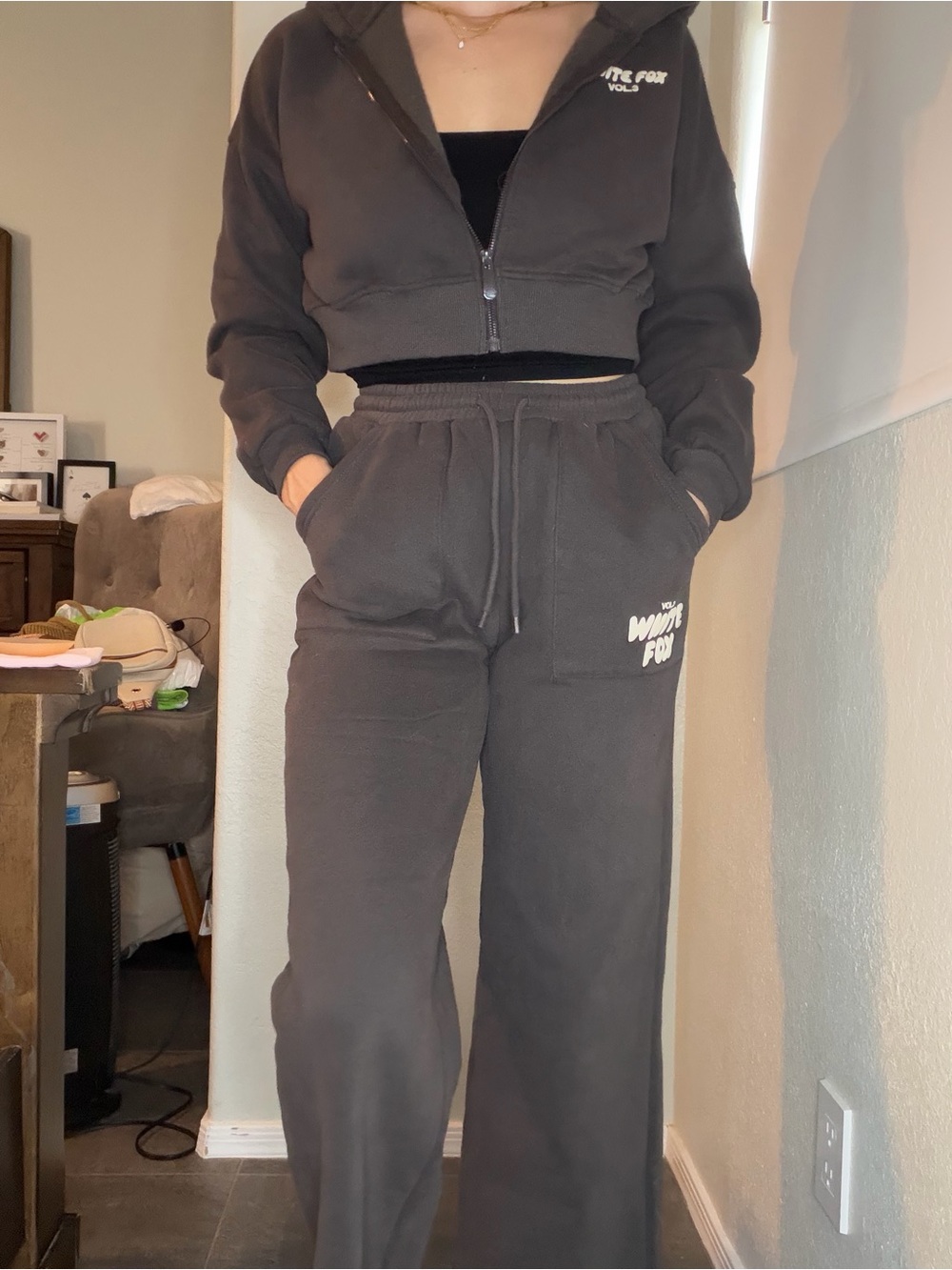 White Fox Boutique shadow Drawstring Track Jogger set